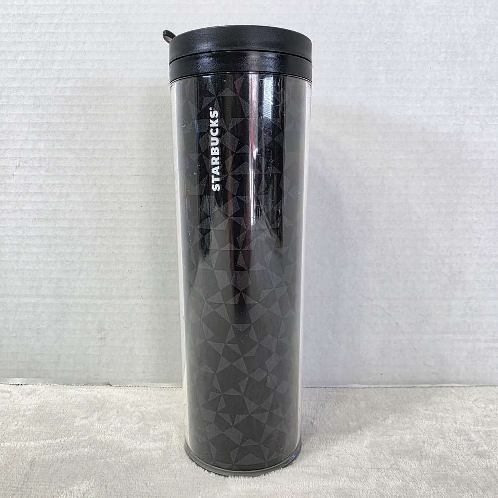 Starbucks Travel Mug 20oz 2011 Gray & Black Star Mosaic Insulated Tumbler‎ Chip